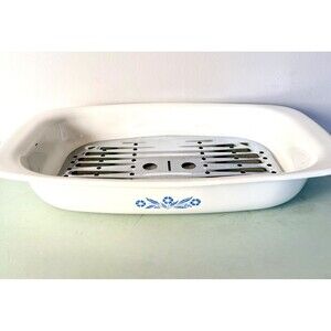 Vintage CorningWare Cornflower Blue P-21 Roaster Pan w/Broiler Pan 1960s Lasagna